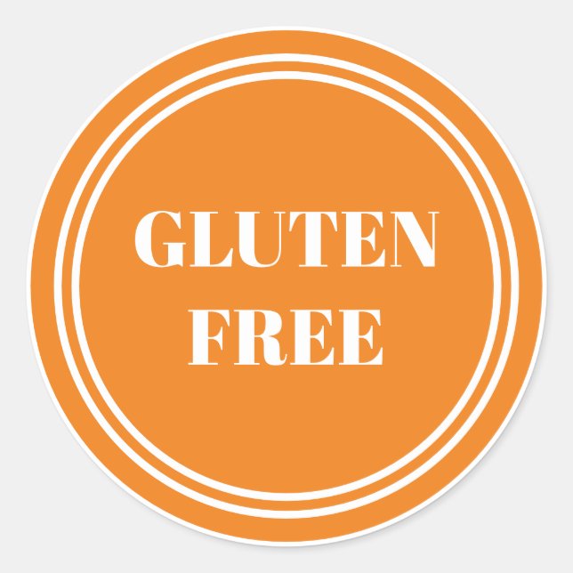 Pegatina Redonda Naranja seguro de alergia libre de gluten simple (Anverso)