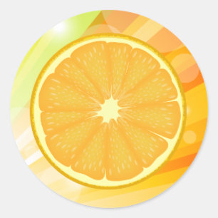 Pegatina Redonda Naranja Slice Citrus