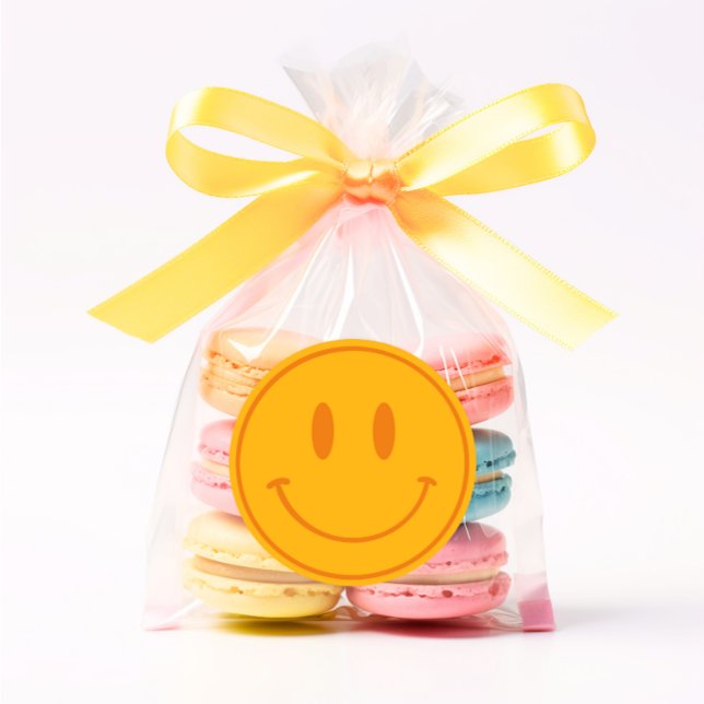 Pegatina Redonda Naranja Sonríe Un Amigo Feliz/Pegatinas De Cumplea (Subido por el creador)