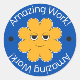 Pegatina Redonda Naranja Sorprendente Trabajo Estudiantil Progreso 