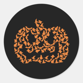 Pegatina Redonda Naranja Spooky Halloween Calabaza jack o lantern