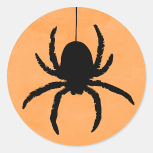 Pegatina Redonda Naranja Spooky Scary Halloween Spider