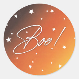 Pegatina Redonda Naranja Sunset Scated Stars Boo! Halloween