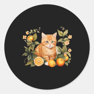 Pegatina Redonda Naranja Tab Funny Cat Parody Cat Lover Gift