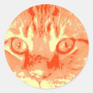 Pegatina Redonda Naranja Tabby Cat