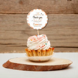 Pegatina Redonda Naranja Tapón Calabaza Neutral Baby Shower Gracias
