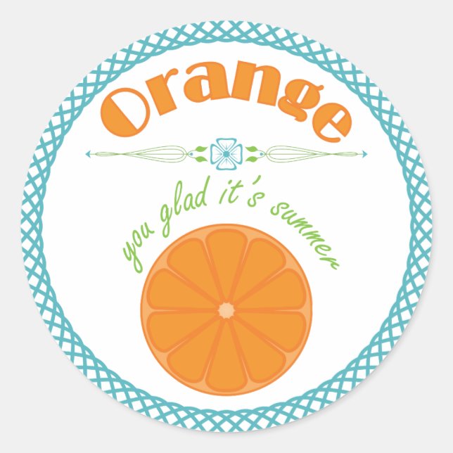 Pegatina Redonda Naranja te alegra su verano con la frontera turque (Anverso)