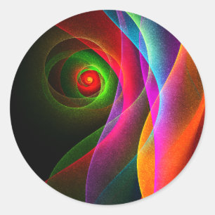 Pegatina Redonda Naranja Verde Rojo Patrón de arte abstracto modern