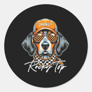 Pegatina Redonda Naranja Vintage Sangrado Perro Tennessee Lover Roc