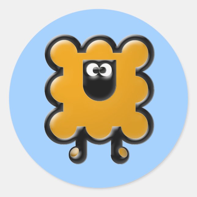 Pegatina Redonda naranja woollie (Anverso)