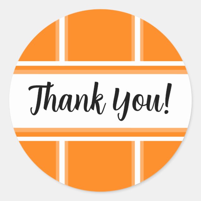 Pegatina Redonda Naranja y blanco gracias (Anverso)