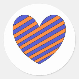 Pegatina Redonda Naranja y corazón azul