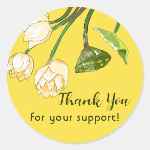 Pegatina Redonda Naranja Yellow Lotus Flowers Seedpod Gracias Cla