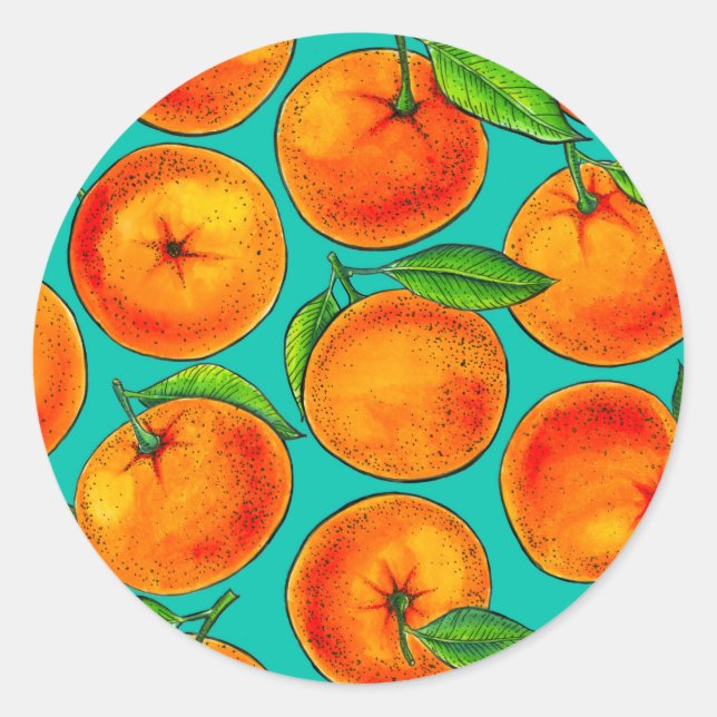 Pegatina Redonda Naranjas (Anverso)