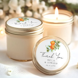 Pegatina Redonda Naranjas Citrus Gracias Boda