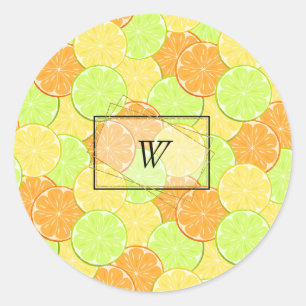 Pegatina Redonda naranjas limones cítricos