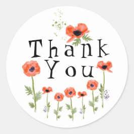 Pegatina Redonda Naranjas Poppies Gracias