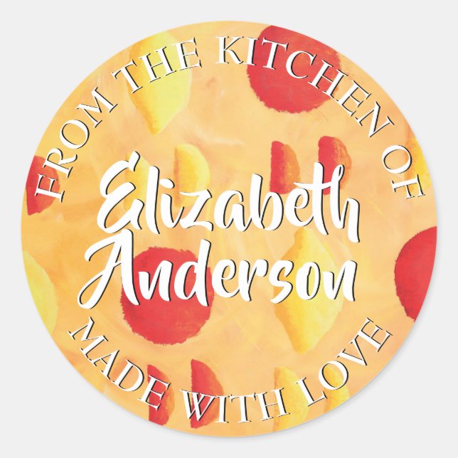 Pegatina Redonda Naranjas y lemas hechos con amor (Anverso)