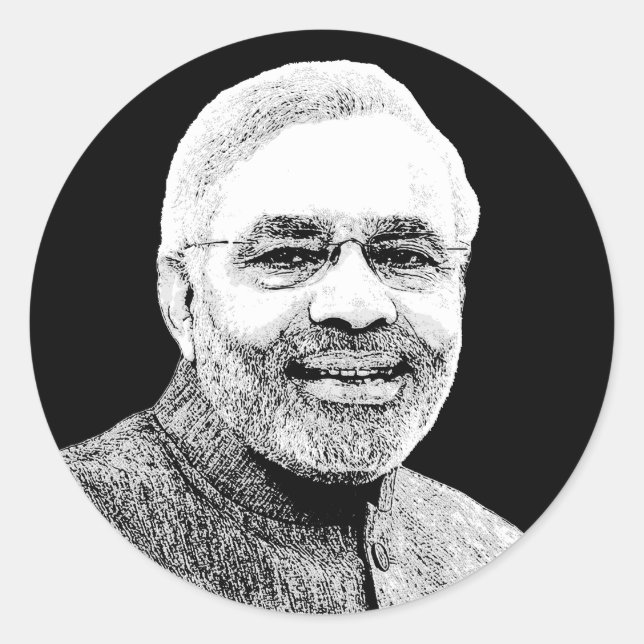 Pegatina Redonda Narendra Modi (Anverso)