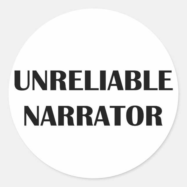 Pegatina Redonda Narrador no confiable (Anverso)