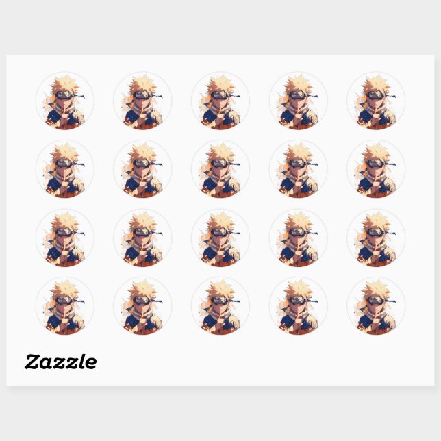 Pegatina Redonda "Naruto Uzumaki Official Anime Sticker - Hokage, R (Hoja)