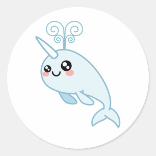 Pegatina Redonda Narwhal Cutie