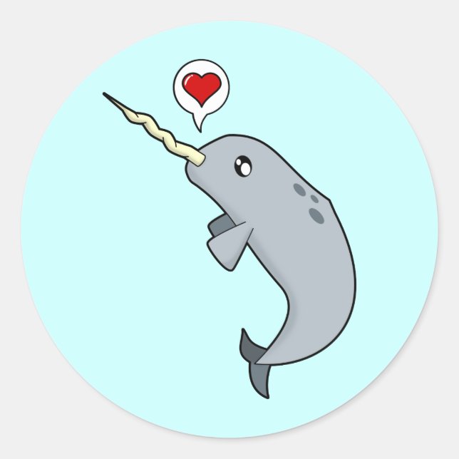 Pegatina Redonda Narwhal Love (Anverso)