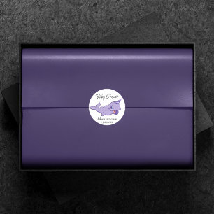 Pegatina Redonda Narwhal Purple   Lavender Magic Baby Shower