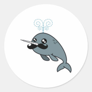 Pegatina Redonda Narwhalstache
