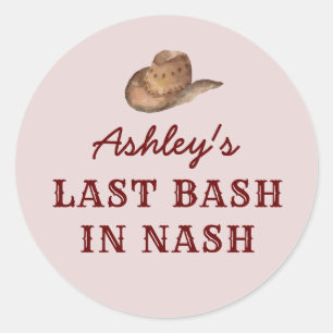 Pegatina Redonda Nash Bash Nashville Bachelorette Última Bash En Na