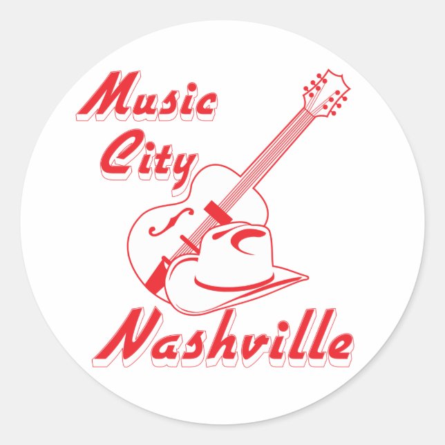 Pegatina Redonda Nashville. Ciudad de la música (Anverso)