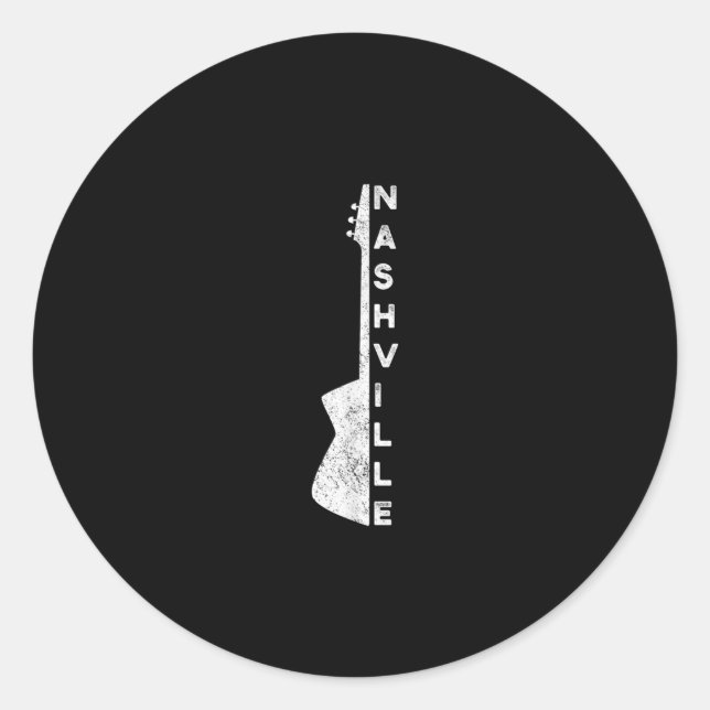 Pegatina Redonda Nashville Guitar Country Music Avers Gifts (Anverso)