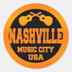 Pegatina Redonda Nashville Music City USA
