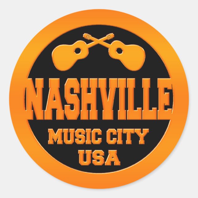 Pegatina Redonda Nashville Music City USA (Anverso)