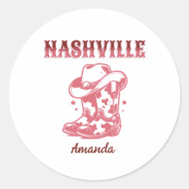 Pegatina Redonda nashville pink cowgirl bachelorette party