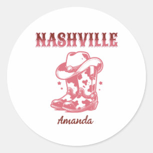 Pegatina Redonda nashville pink cowgirl bachelorette party