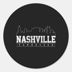 Pegatina Redonda Nashville Skyline Tennessee Music City