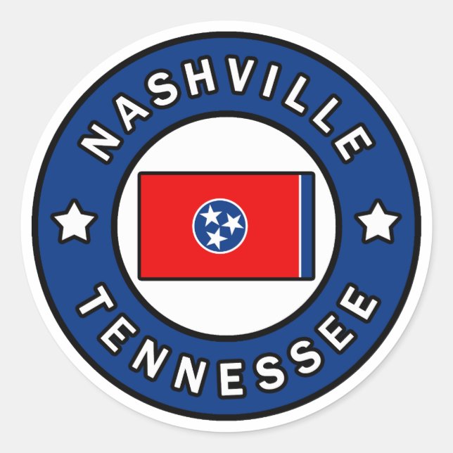 Pegatina Redonda Nashville Tennessee (Anverso)