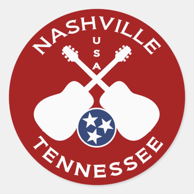 Pegatina Redonda Nashville, Tennessee EE. UU. (Anverso)
