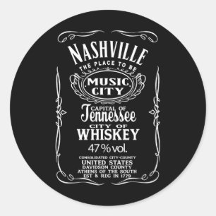 Pegatina Redonda Nashville Tennessee Estados Unidos Usa Occidental