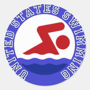 Pegatina Redonda Natación de Estados Unidos