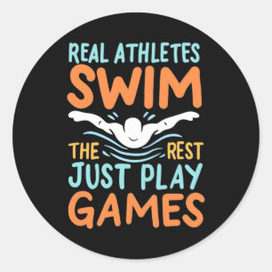 Pegatina Redonda Natación de los verdaderos atletas