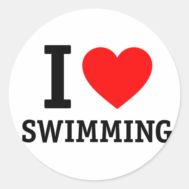 Pegatina Redonda Natación en el corazón (Anverso)