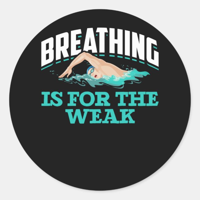 Pegatina Redonda Natación Humor Funny Nadador (Anverso)