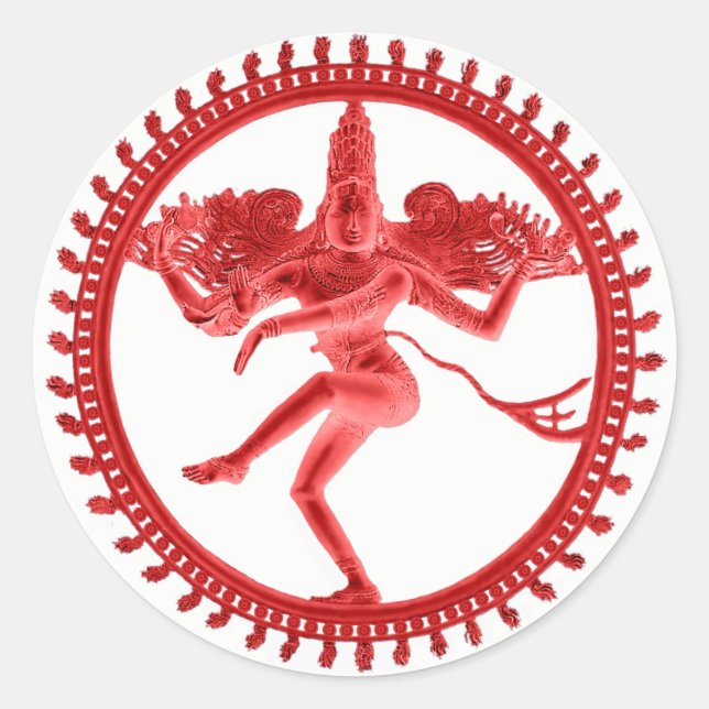 Pegatina Redonda Nataraja roja (Anverso)