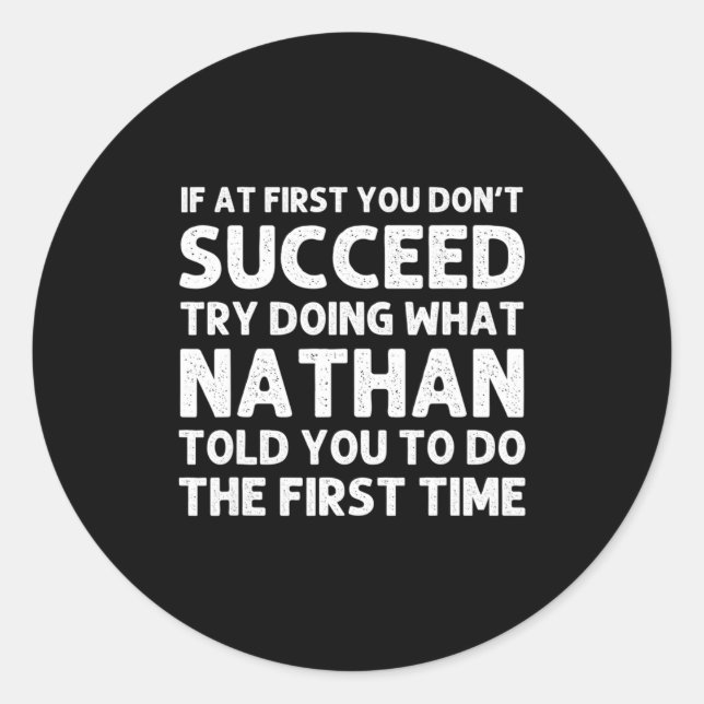 Pegatina Redonda Nathan Gift Name D Birthday Funny Chris  (Anverso)