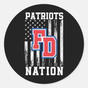 Pegatina Redonda Nation Hs con el logotipo de los Patriotas de Fort