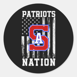Pegatina Redonda Nation Hs, logo de Southern Alamance Patriots