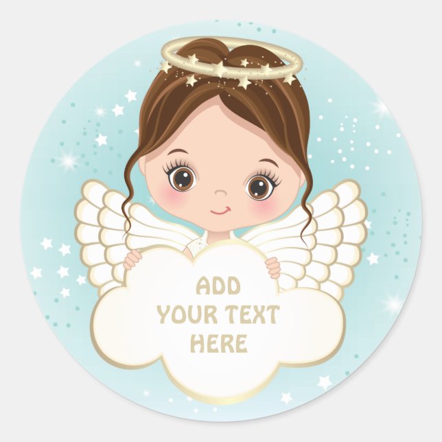 Pegatina Redonda Natividad Cute Angel Holding Cloud Sticker (Anverso)
