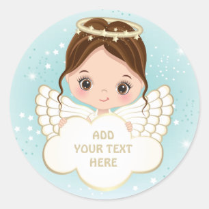 Pegatina Redonda Natividad Cute Angel Holding Cloud Sticker